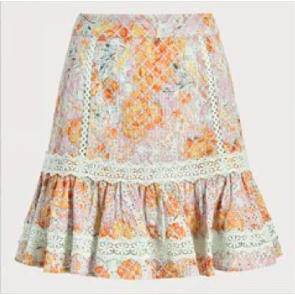 Sam Edelman Courtney Cotton Floral Eyelet Mini Skirt Size 8 Size